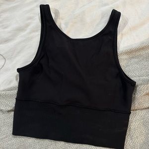 cropped ribbed open back tank